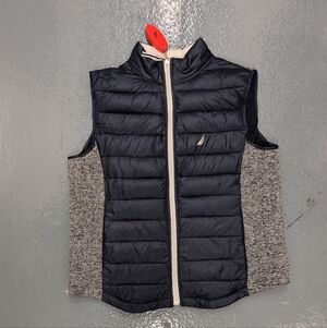 Nautica Dark Blue and White Puffer Vest